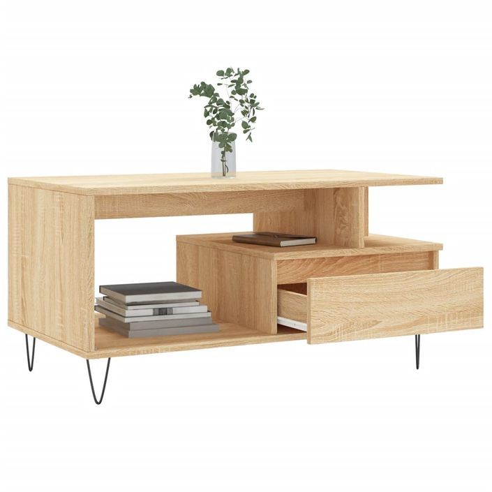 Table basse Chêne sonoma 90x49x45 cm Bois d'ingénierie - Photo n°4