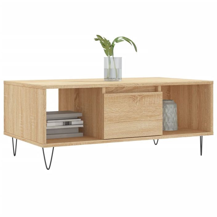 Table basse Chêne sonoma 90x50x36,5 cm Bois d'ingénierie - Photo n°3