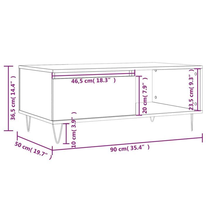 Table basse Chêne sonoma 90x50x36,5 cm Bois d'ingénierie - Photo n°12