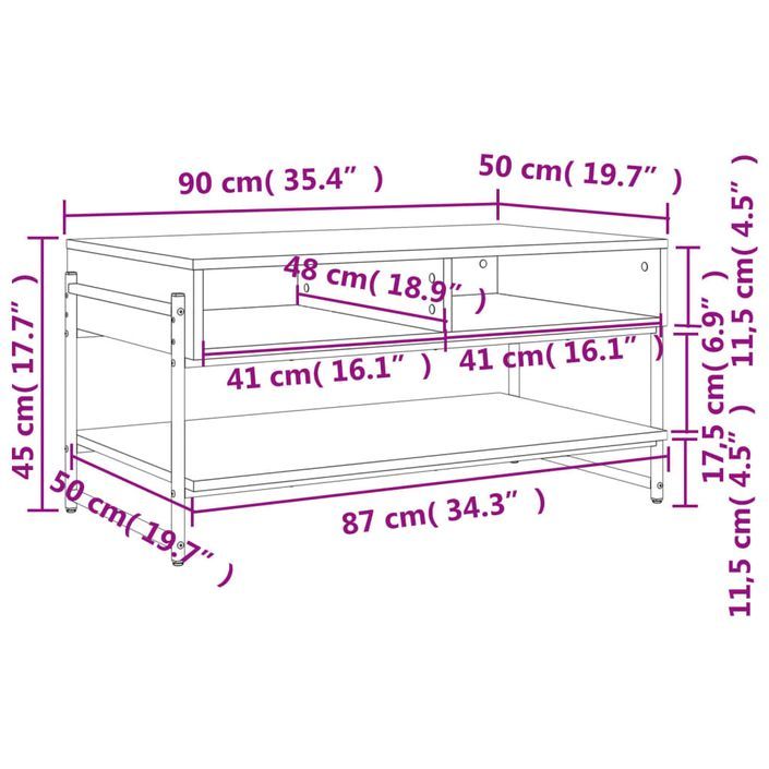 Table basse chêne sonoma 90x50x45 cm bois d'ingénierie - Photo n°10