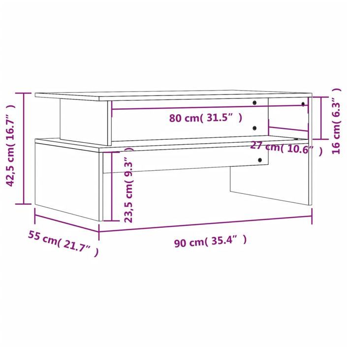 Table basse chêne sonoma 90x55x42,5 cm bois d'ingénierie - Photo n°9