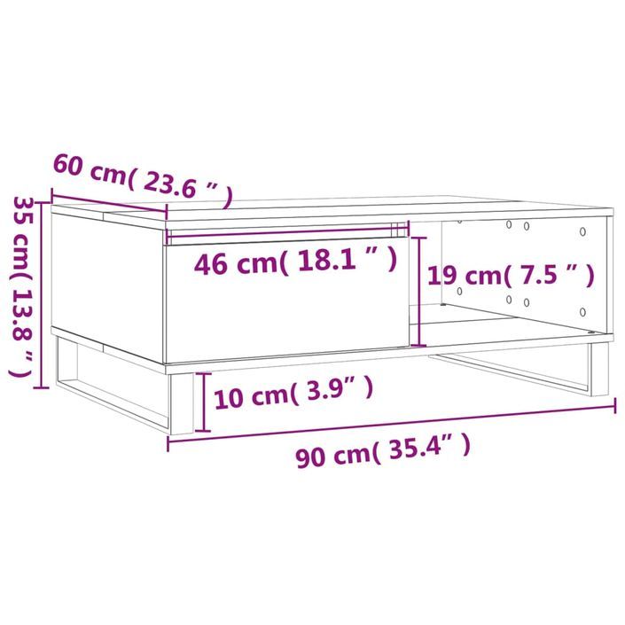 Table basse chêne sonoma 90x60x35 cm bois d'ingénierie - Photo n°11