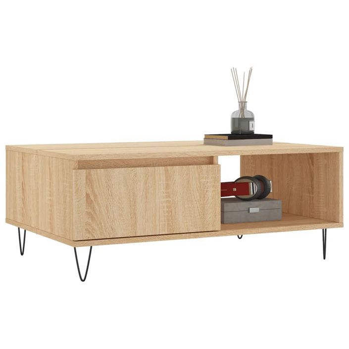 Table basse chêne sonoma 90x60x35 cm bois d'ingénierie - Photo n°3