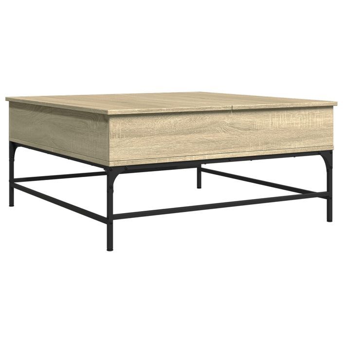 Table basse chêne sonoma 95x95x45 cm bois d'ingénierie et métal - Photo n°1