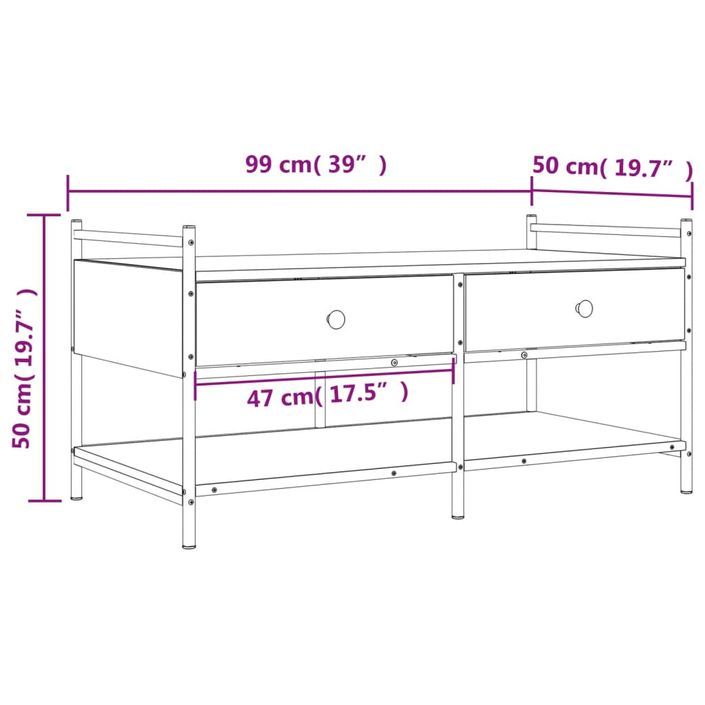 Table basse chêne sonoma 99x50x50 cm bois d'ingénierie - Photo n°11