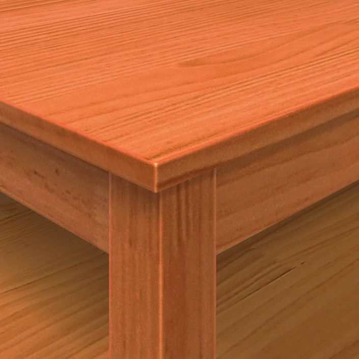 Table basse marron 100x100x40 cm bois massif de pin - Photo n°8