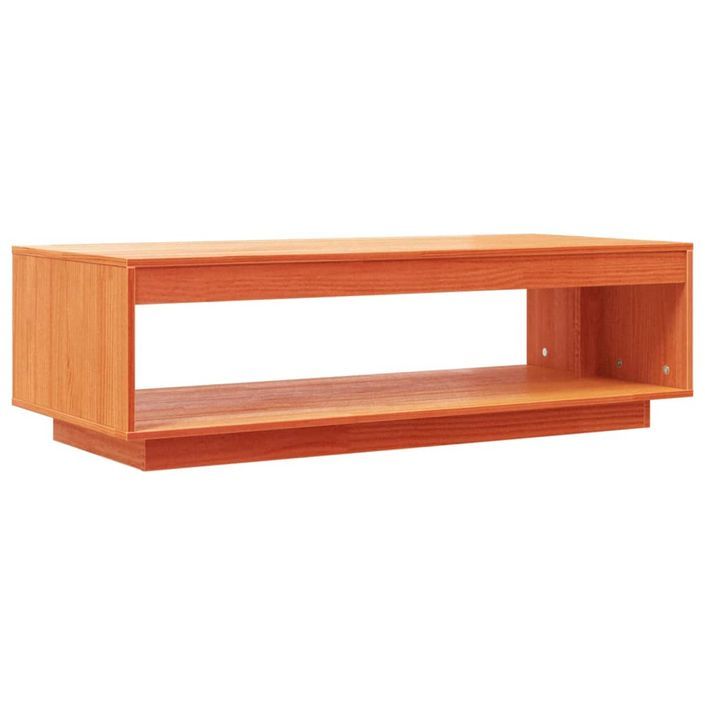 Table basse marron 110x50x33,5 cm bois massif de pin - Photo n°1