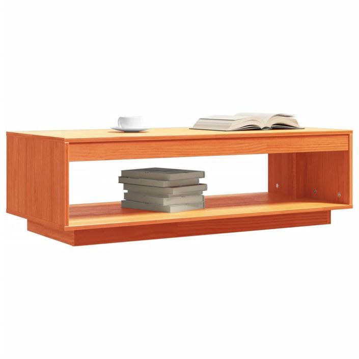 Table basse marron 110x50x33,5 cm bois massif de pin - Photo n°4