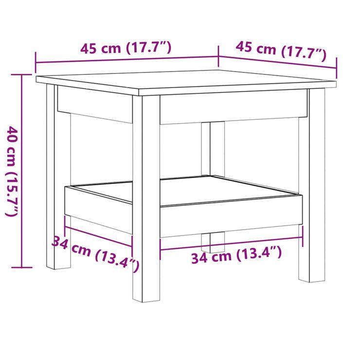 Table basse cire marron 45x45x40 cm bois massif de pin - Photo n°9