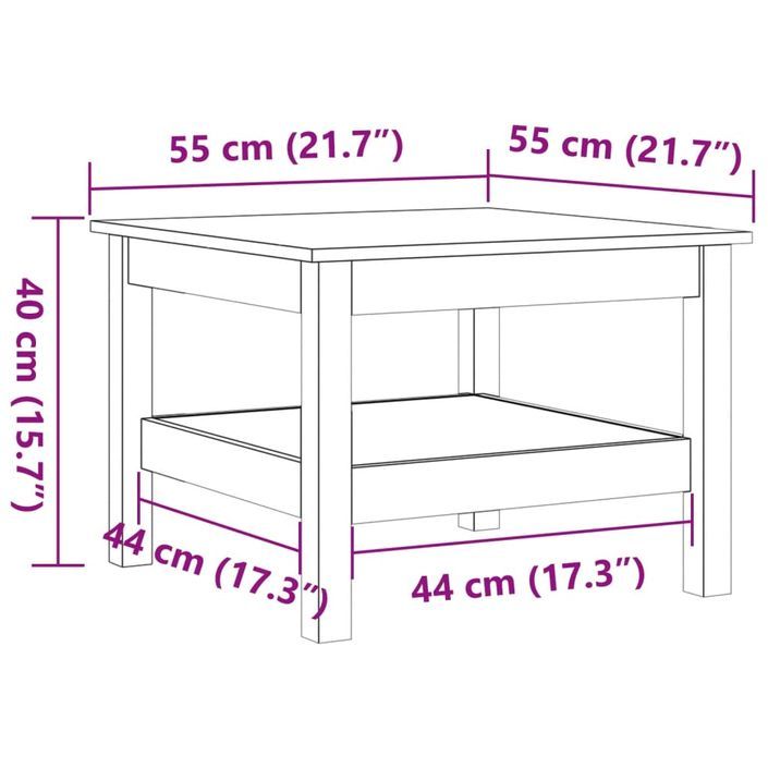 Table basse cire marron 55x55x40 cm bois massif de pin - Photo n°9