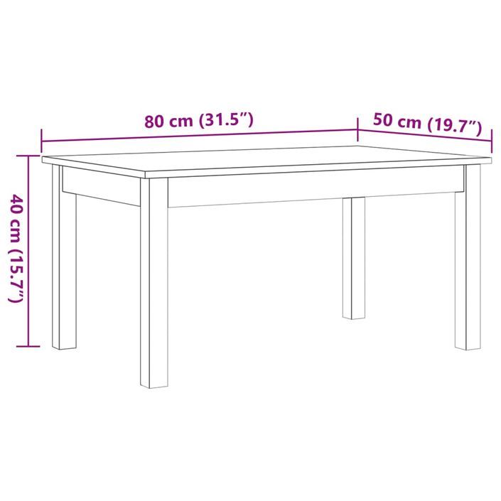 Table basse cire marron 80x50x40 cm bois massif de pin - Photo n°9