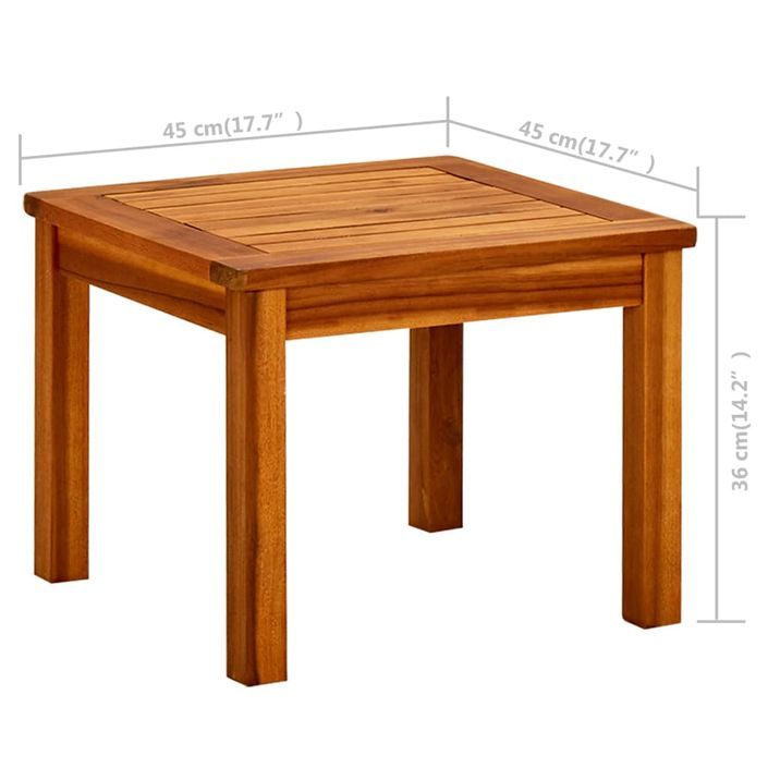 Table basse de jardin 45x45x36 cm Bois solide d'acacia - Photo n°7