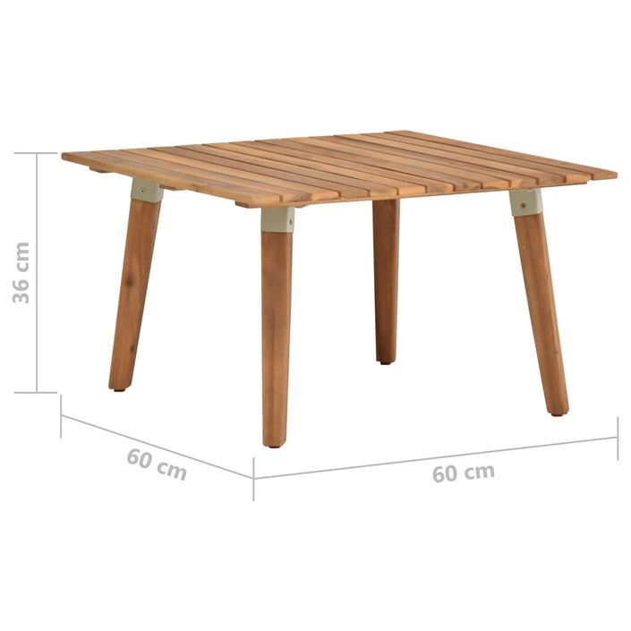 Table basse de jardin 60x60x36 cm Bois solide d'acacia - Photo n°5