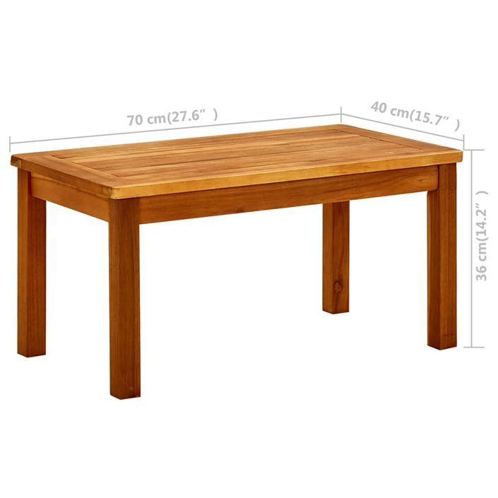 Table basse de jardin 70x40x36 cm Bois solide d'acacia - Photo n°7