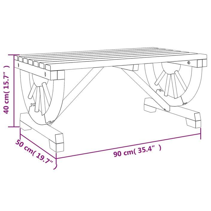 Table basse de jardin 90x50x40 cm bois de sapin massif - Photo n°9