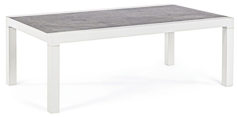 Table basse de jardin aluminium blanc et gris Keman L 120 cm - Photo n°1