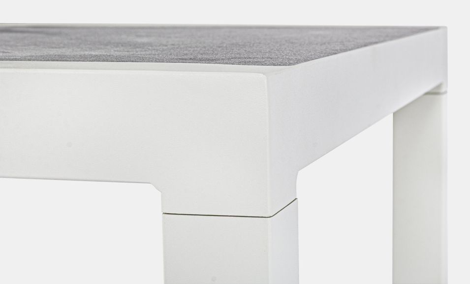 Table basse de jardin aluminium blanc et gris Keman L 120 cm - Photo n°7
