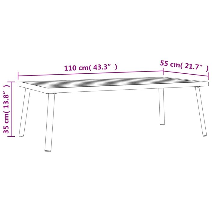 Table basse de jardin anthracite 110x55x35 cm acier - Photo n°7