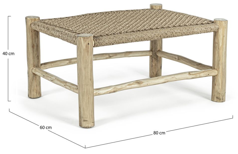 Table basse de jardin en bois teck naturel Landry L 80 cm - Photo n°3