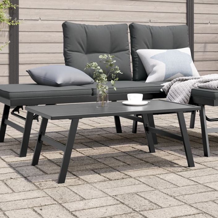 Table basse de jardin noir 90x45x35 cm acier enduit de poudre - Photo n°1