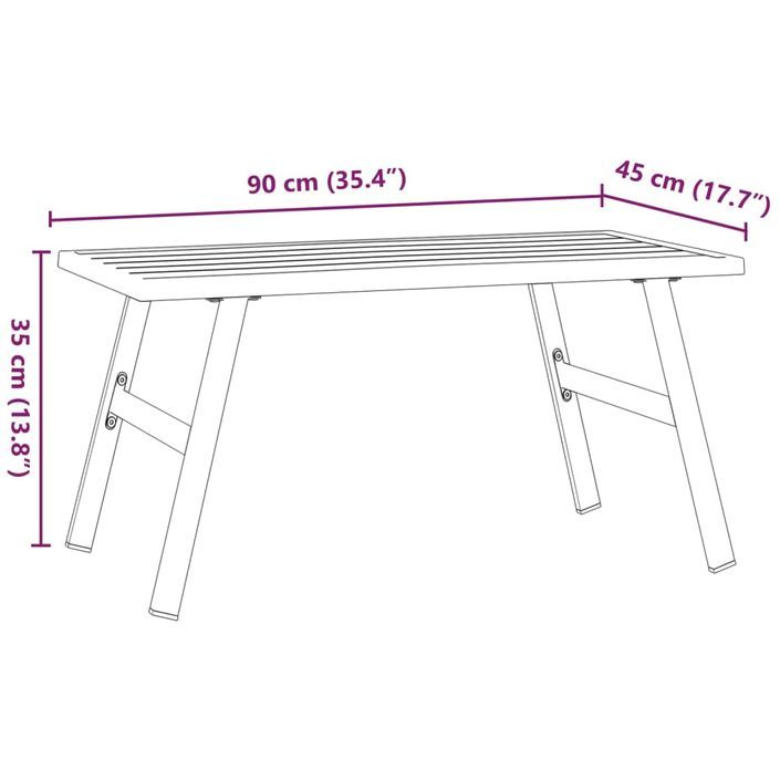 Table basse de jardin noir 90x45x35 cm acier enduit de poudre - Photo n°6