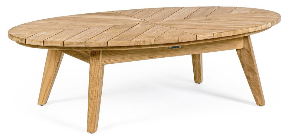 Table basse de jardin ovale en bois naturel Séla L 120 cm - Photo n°1