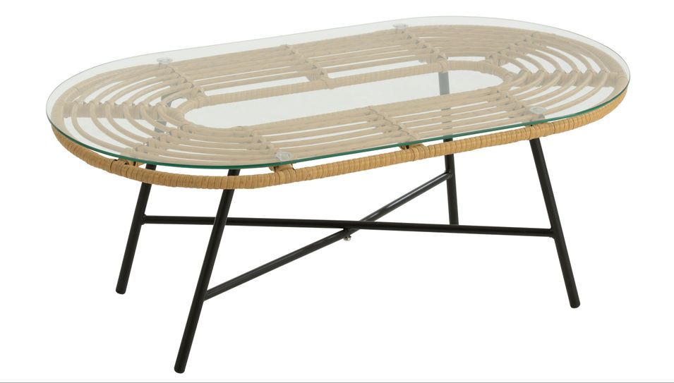 Table basse de jardin ovale métal bicolore Yvonne L 90 cm - Photo n°1