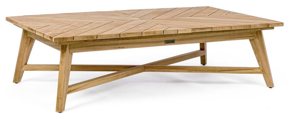 Table basse de jardin rectangle en bois naturel Séla L 120 cm - Photo n°1