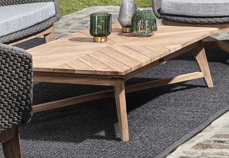 Table basse de jardin rectangle en bois naturel Séla L 120 cm - Photo n°2