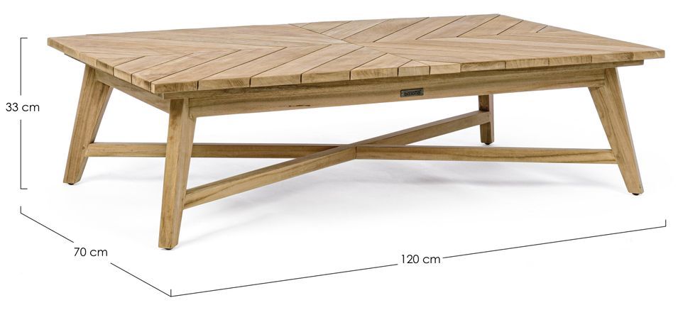 Table basse de jardin rectangle en bois naturel Séla L 120 cm - Photo n°3