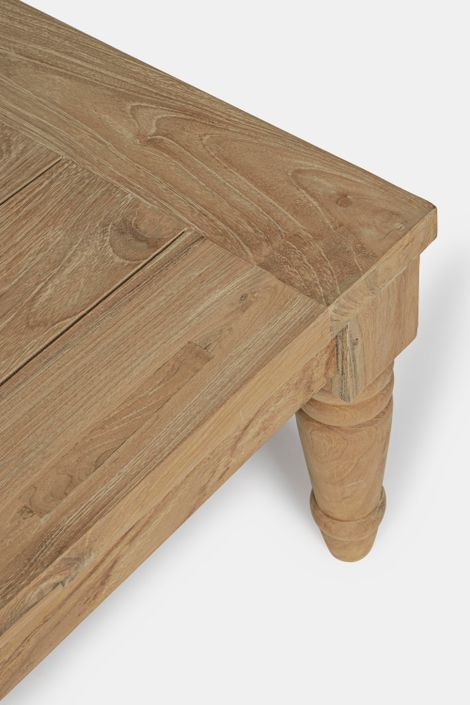 Table basse de jardin rectangle en bois teck Karine L 115 cm - Photo n°5