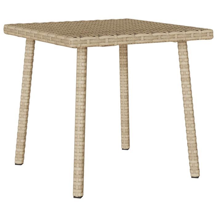 Table basse de jardin rectangulaire beige 40x40x37 cm rotin - Photo n°6