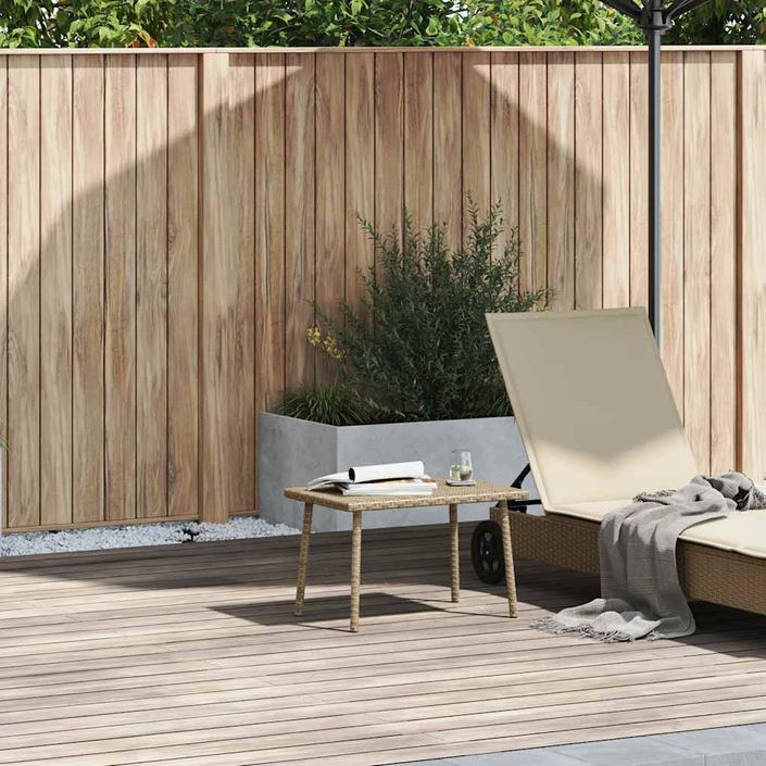 Table basse de jardin rectangulaire beige 60x40x37 cm rotin - Photo n°2