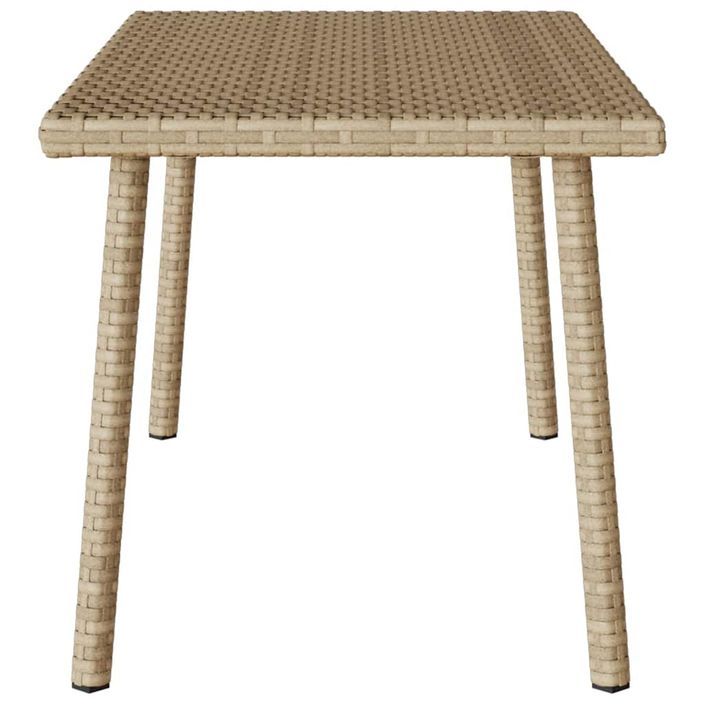 Table basse de jardin rectangulaire beige 80x40x37 cm rotin - Photo n°5