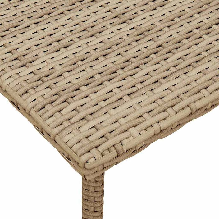 Table basse de jardin rectangulaire beige 80x40x37 cm rotin - Photo n°7