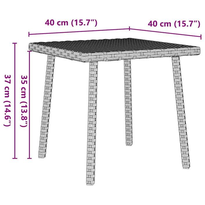 Table basse de jardin rectangulaire gris clair résine tressée - Photo n°8