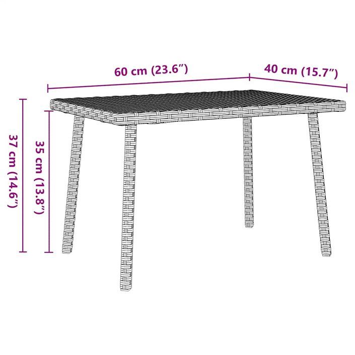 Table basse de jardin rectangulaire gris clair résine tressée - Photo n°8