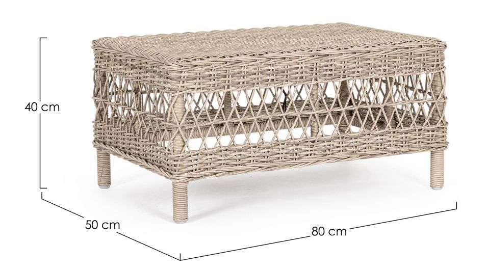 Table basse de jardin tressages fibres synthétiques beige Guliver 80 cm - Photo n°6