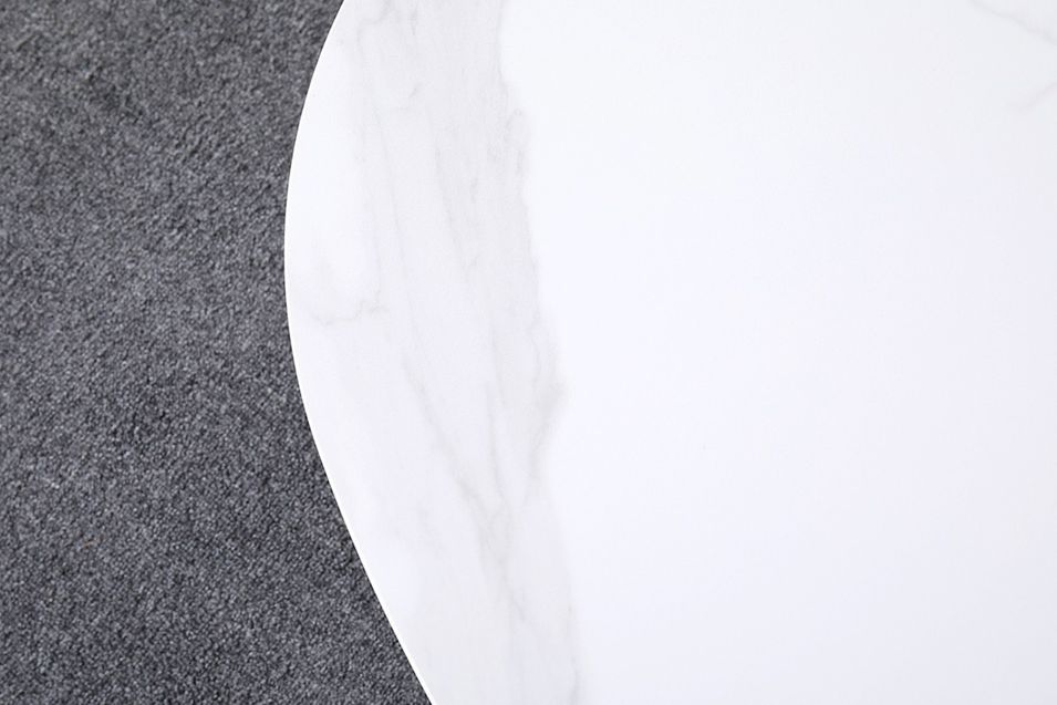 Table basse design arrondi céramique effet marbre blanc et pieds métal gris Smoky L 120 cm - Photo n°3