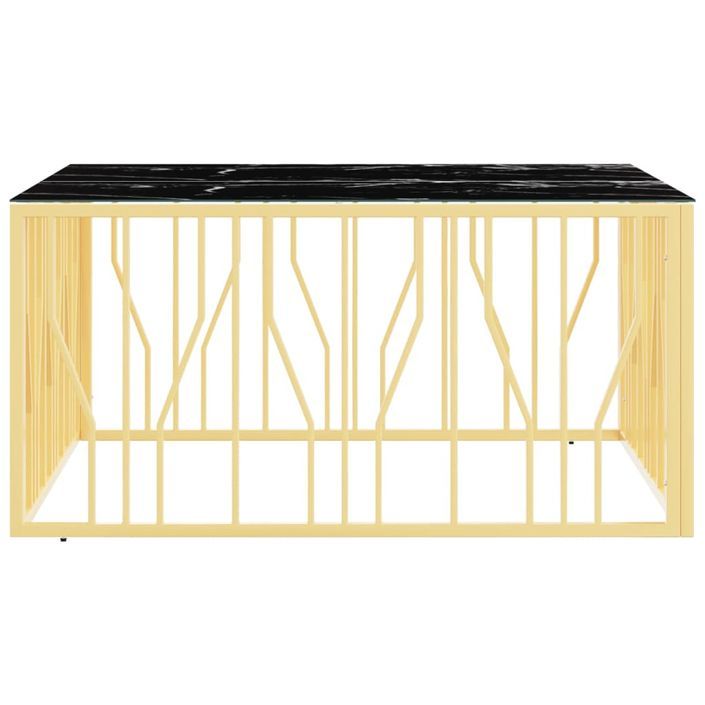 Table basse doré 100x100x50 cm acier inoxydable et verre - Photo n°3