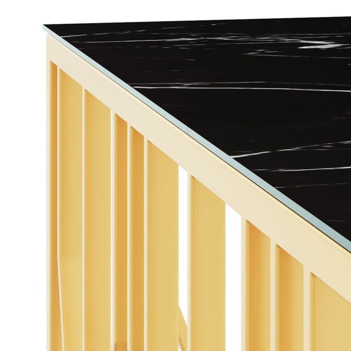 Table basse doré 100x100x50 cm acier inoxydable et verre - Photo n°5