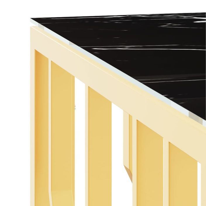 Table basse doré 80x80x40 cm acier inoxydable et verre - Photo n°5