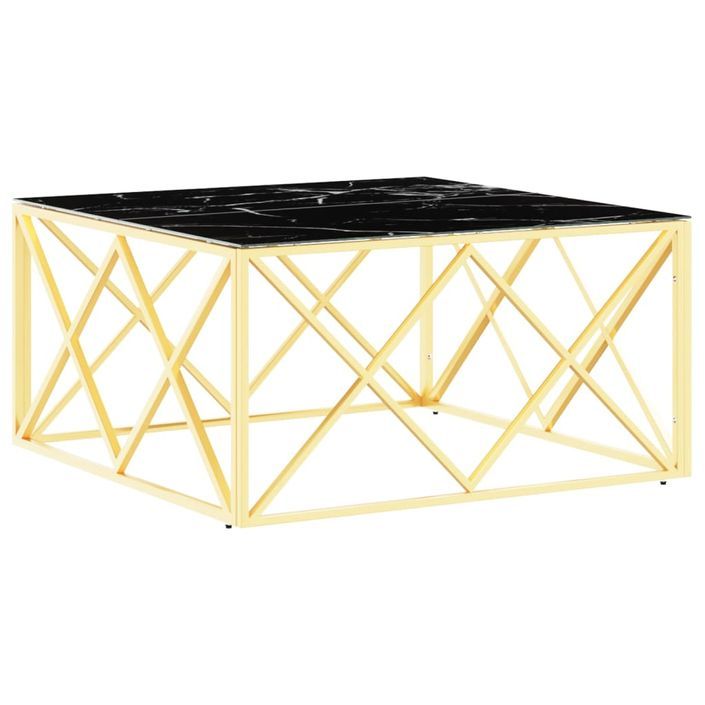 Table basse doré 80x80x40 cm acier inoxydable et verre - Photo n°1