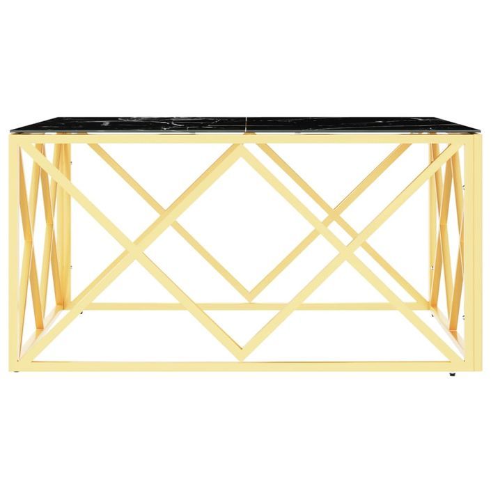 Table basse doré 80x80x40 cm acier inoxydable et verre - Photo n°4