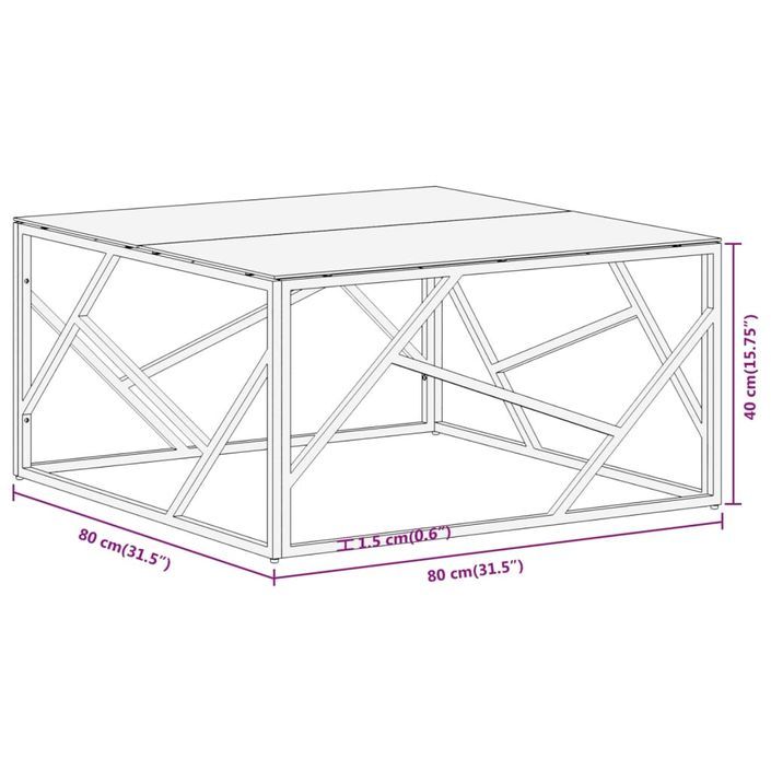 Table basse doré acier inoxydable et verre trempé - Photo n°9