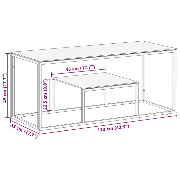 Table basse doré acier inoxydable et verre trempé - Photo n°8