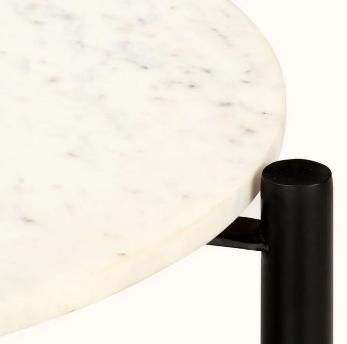 Table basse effet marbre blanc et pieds métal noir Enyse D 60 cm - Photo n°4