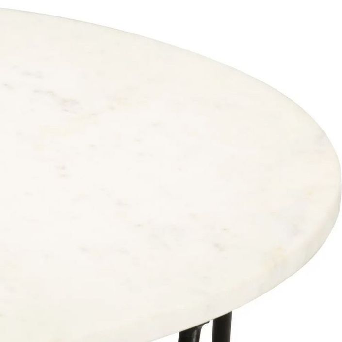 Table basse effet marbre blanc et pieds métal noir Emis D 65 cm - Photo n°3