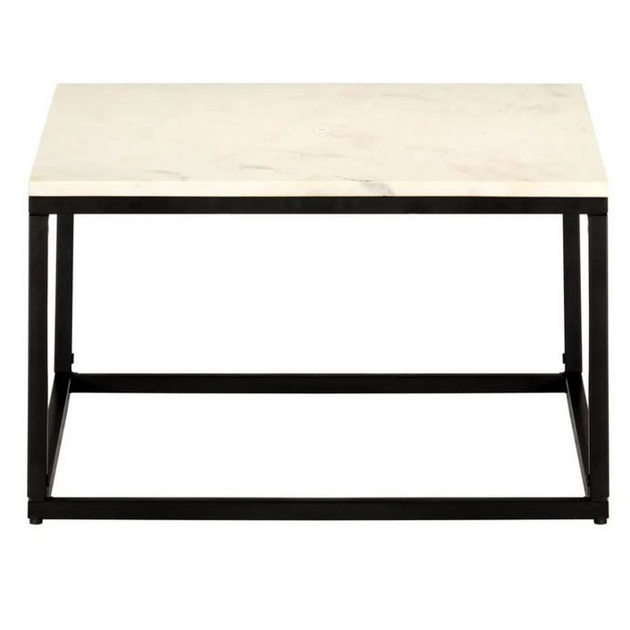 Table basse effet marbre blanc et pieds métal noir Ynoa 60 cm - Photo n°2