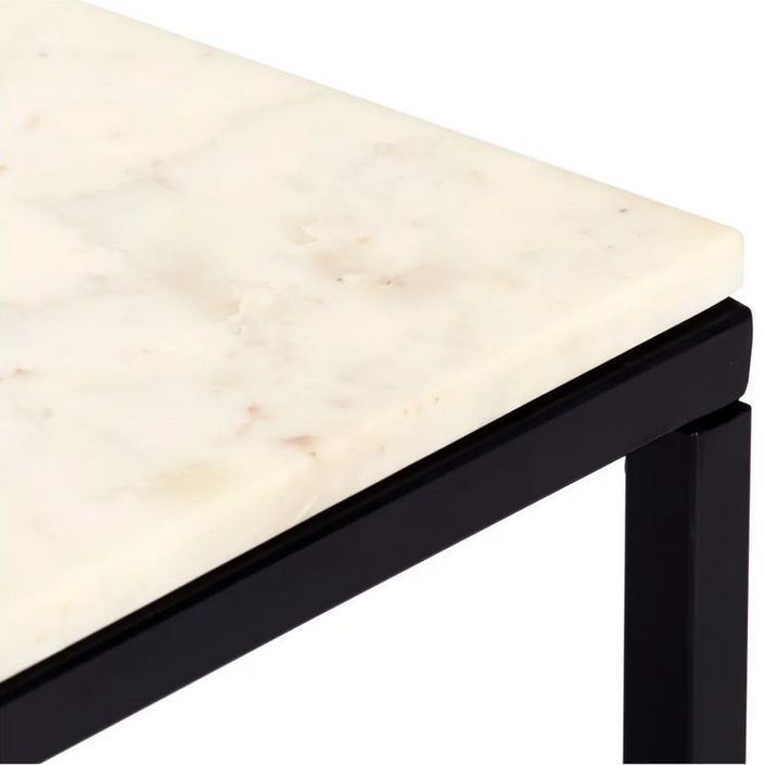 Table basse effet marbre blanc et pieds métal noir Ynoa 60 cm - Photo n°5